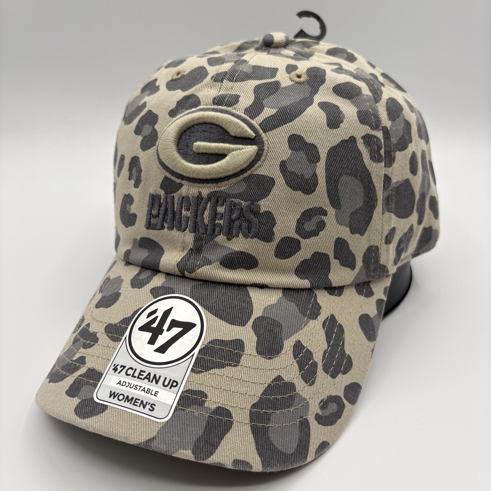 Green Bay Packers Womens Hat Cheetah Print Cap Strap Back NFL Football '47